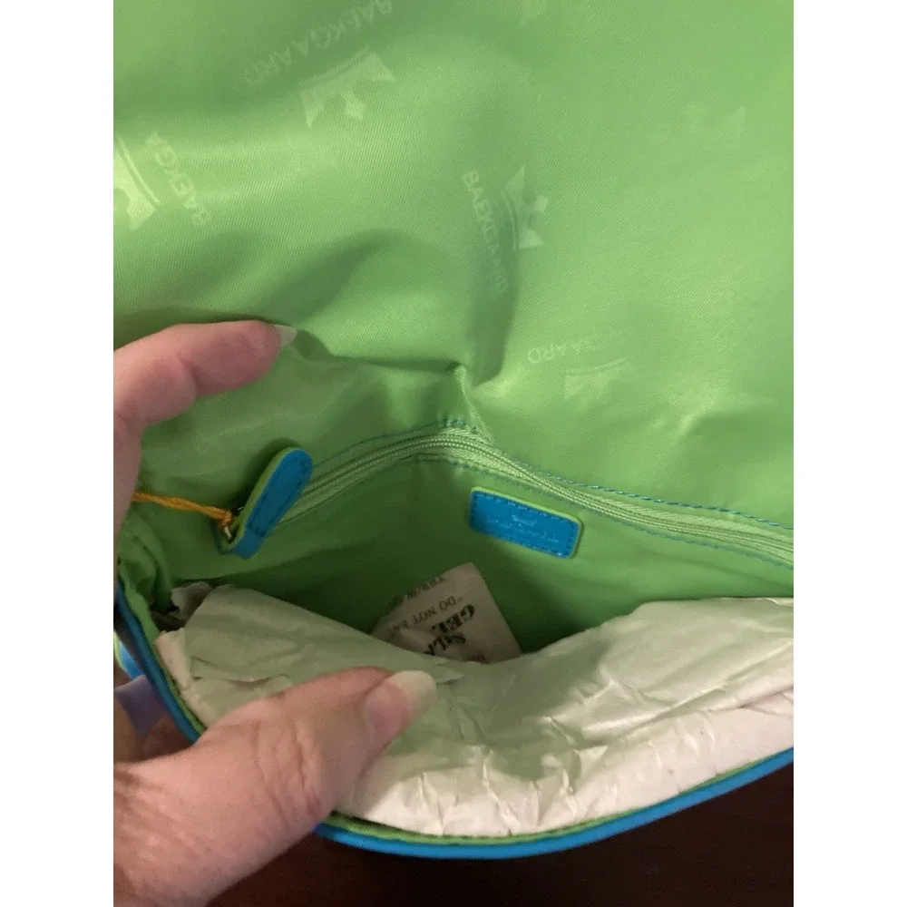 Baekgaard Genuine‎ Leather Gathered Clutch Bag Cotton Candy Blue Lime NWT - Picture 11 of 11